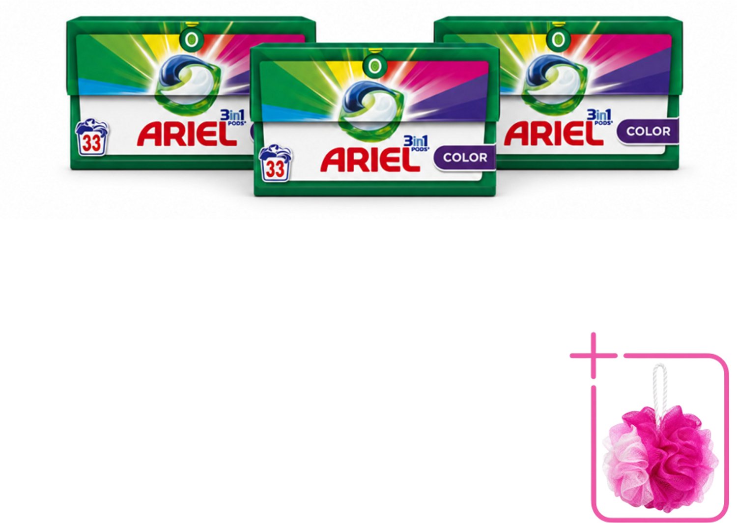 3 x Ariel - 3in1 Wasmiddel Pods - Color - 33 Pods - Bulkverpakking - Wasmiddel pod - Douchemop - Kleurbehoud