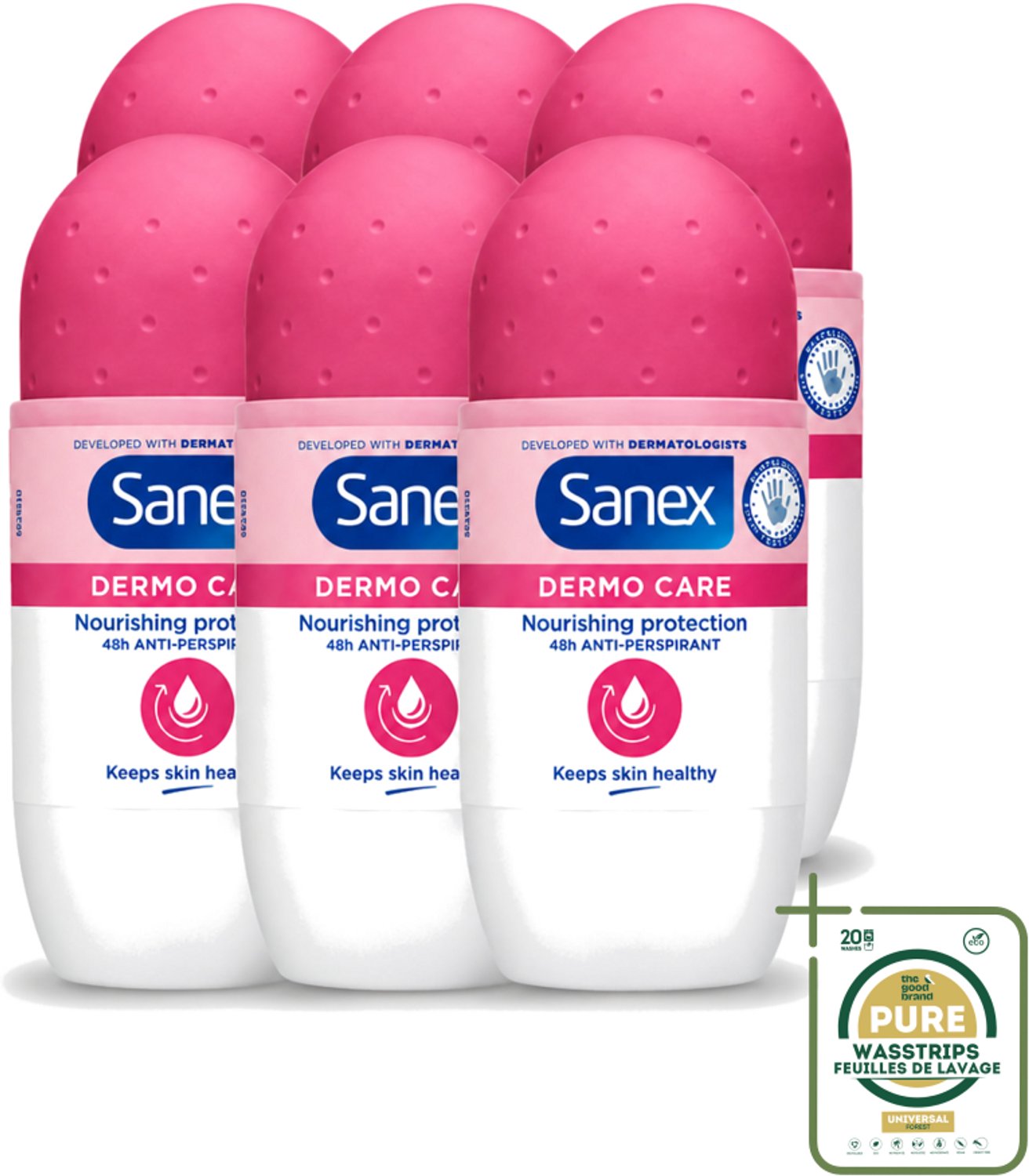 6 x Sanex – Deodorant Roller – Dermo Care 48H Antiperspirant - 50 ml - Antiperspirant Voor Huid - Zweetbehandeling - Huidverzorging - Roll-on Antiperspirant - 48 Uur Bescherming