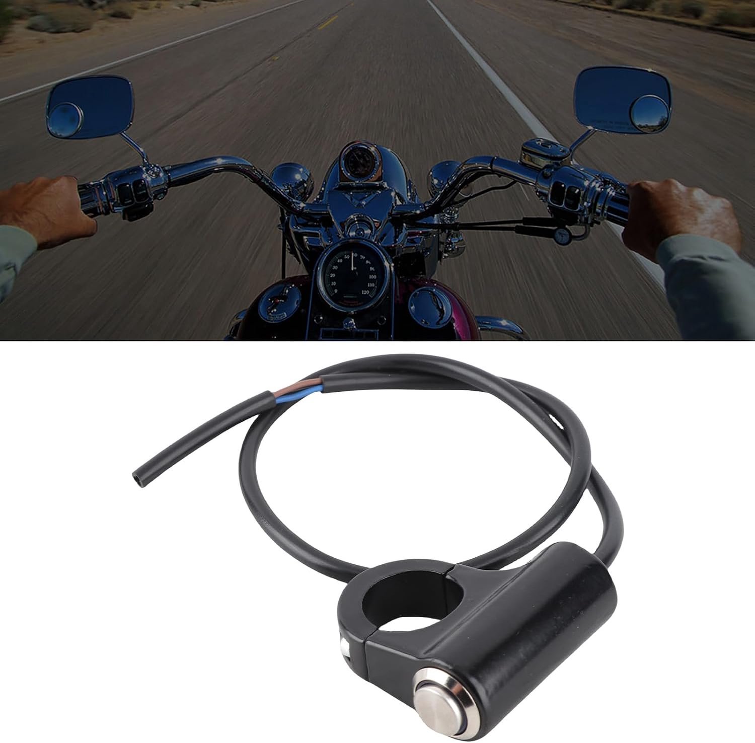 Motorfiets Stuur Mount Schakelaar Drukknop Koplamp Brake Mistlampen ON/Off Blue Ray Aluminium Universele 7/8 "(Type A Self-Reset Knop)