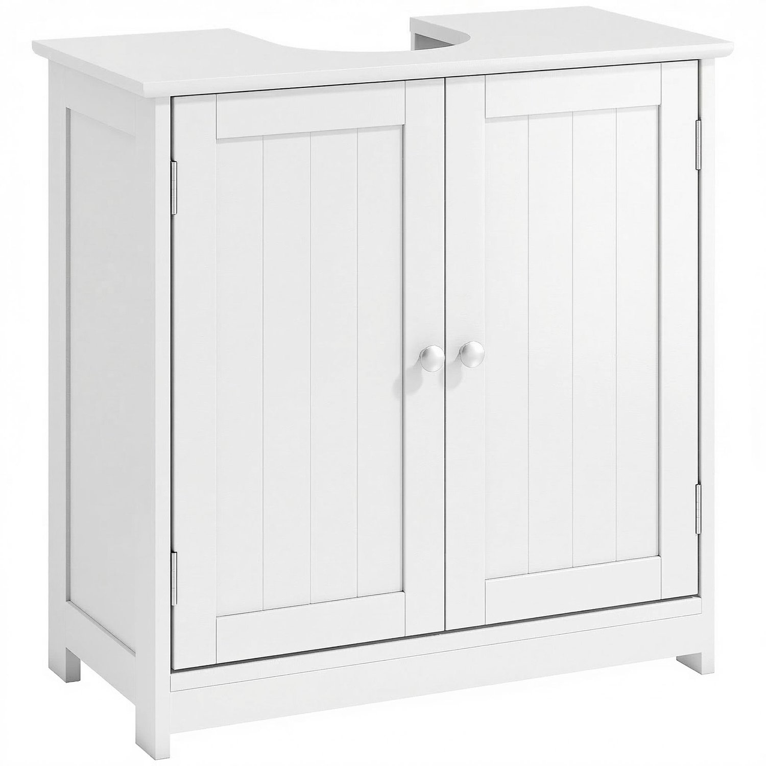 Wastafelkast 2 deuren - Verstelbare plank - U-vormige uitsparing - 60x30x60 cm - Wit - Opbergruimte