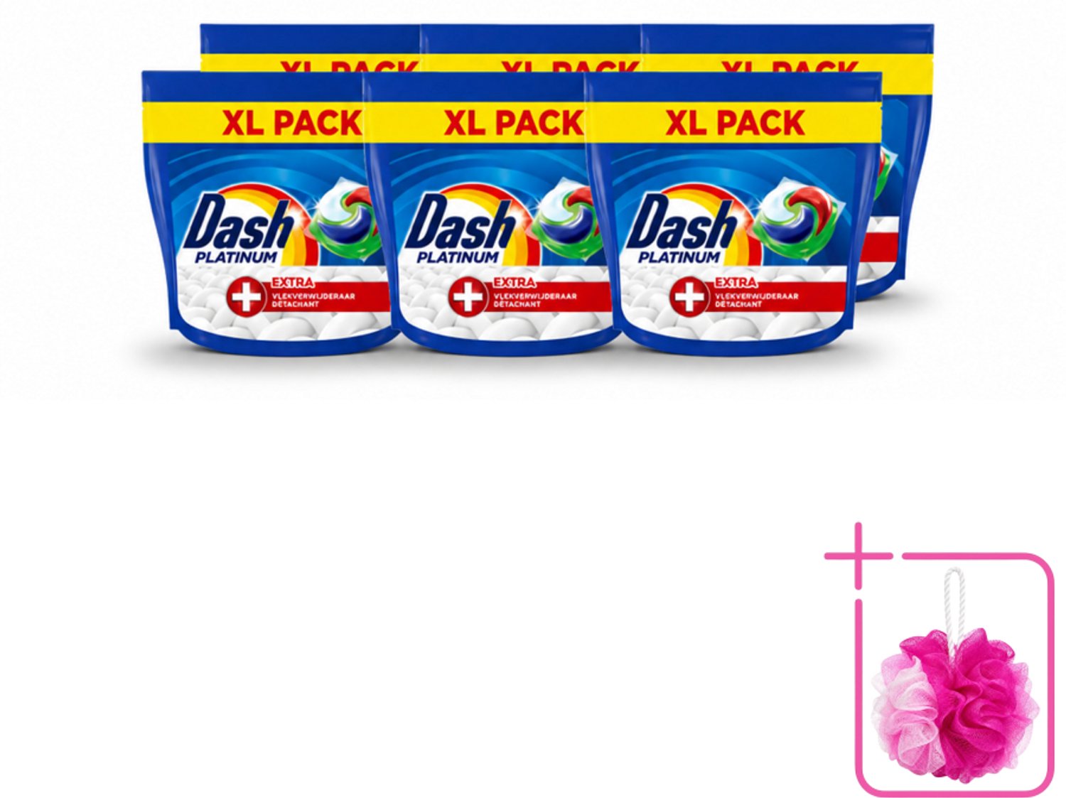 6 x Dash – Wasmiddelcapsules – 4in1 Pods + Extra Vlekkenverwijderaar – 35 capsules - Bulkverpakking - Wasmiddel - Douchemop - Vlekverwijdering