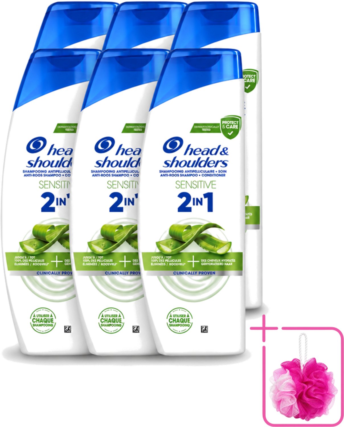 6 x Head & Shoulders – 2-in-1 – Sensitive – 300 ml - Bulkverpakking - Anti-roos shampoo - Douchemop - 2-in-1 shampoo