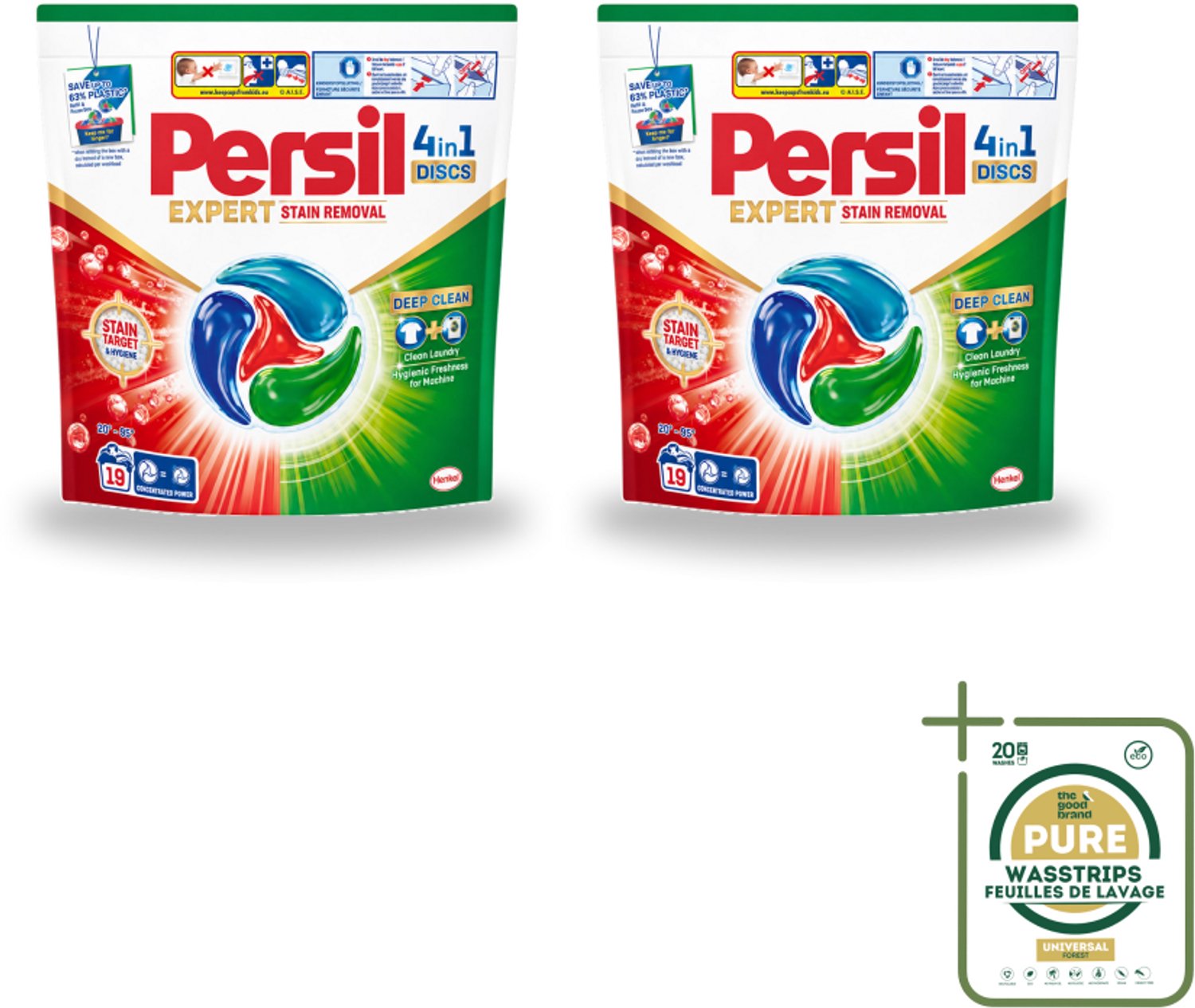 2 x Persil - Wasmiddelcapsules - Discs Stain Removal - 19 Capsules - Wasstrips - Vlekverwijdering - Wasmiddel - Wasmiddelcapsules - Diepe Reiniging - Stofreiniging