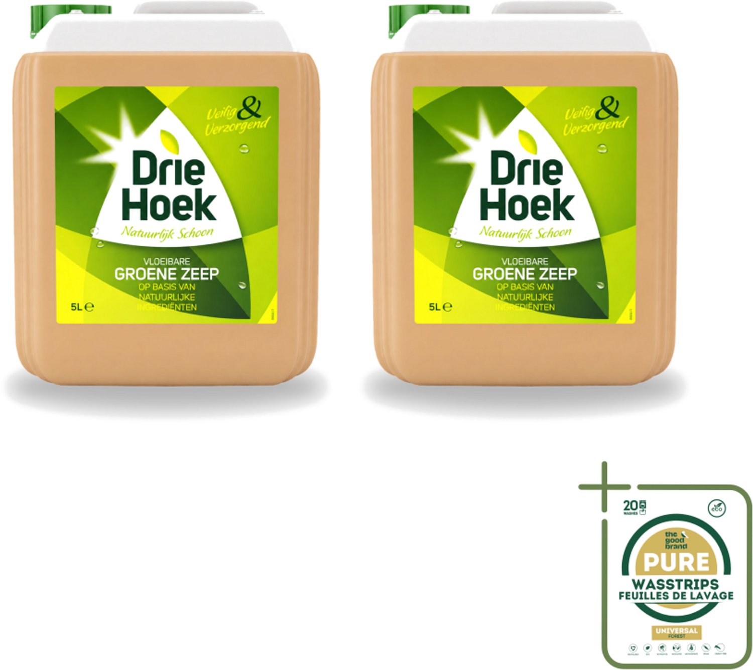 2 x Driehoek – Vloeibare Zeep – Groene Zeep – 5 liter - Wasstrips - Vloeibare Zeep - Natuurlijke Schoonmaak - Reinigen Textiel - Reinigen Vloer - Reinigen Badkamer