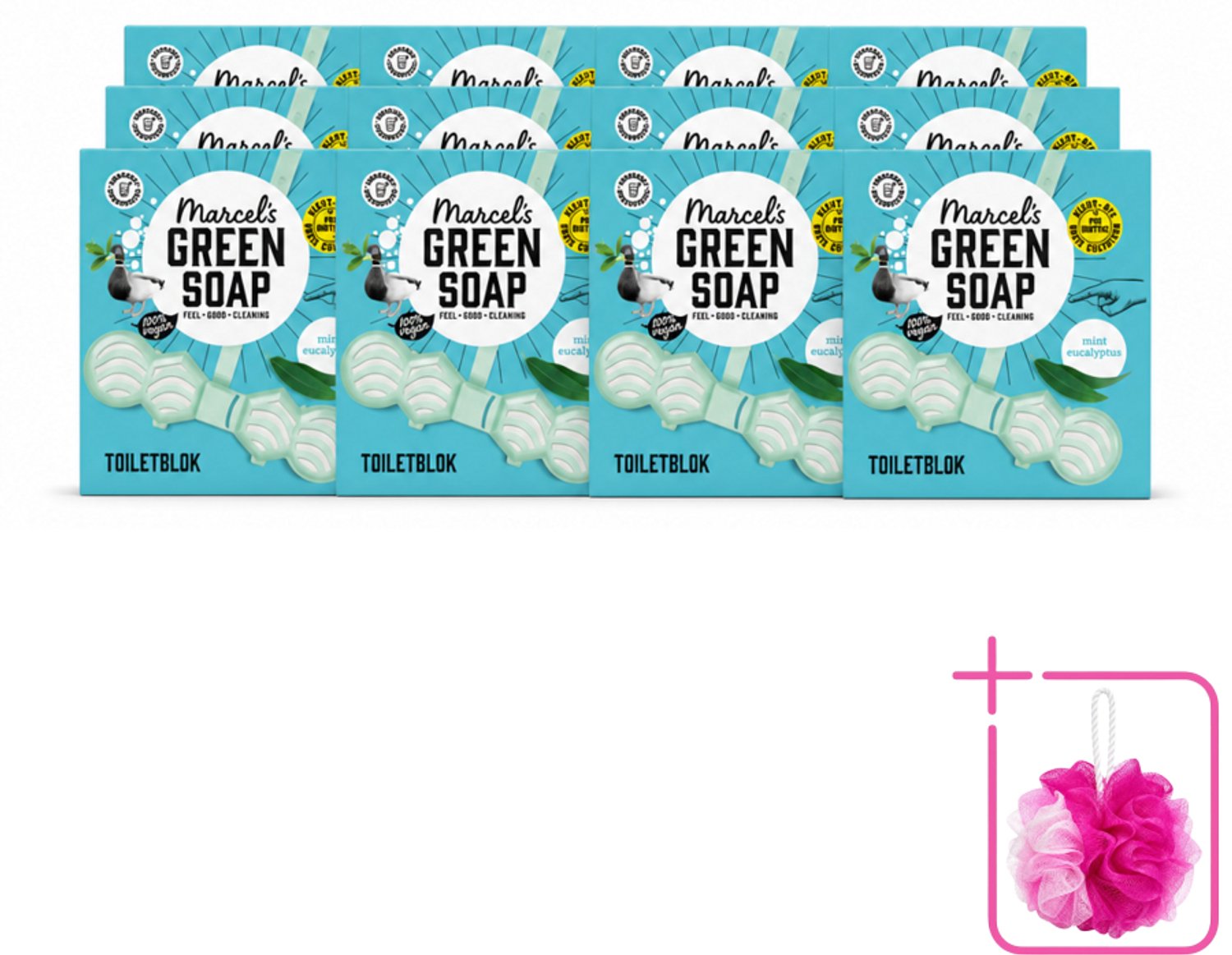 12 x Marcel's Green Soap - Toiletblok - Munt & Eucalyptus - Langdurige werking - 1 Toiletblok - Bulkverpakking - Toiletblok - Douchemop - Munt en eucalyptus