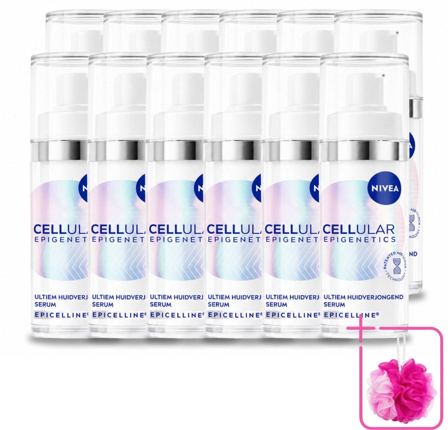 12 x NIVEA – Anti-Age Serum – Cellular Epigenetics – 30 ml - Bulkverpakking - Anti-ouderdom - Douchemop - Gezichts-serum