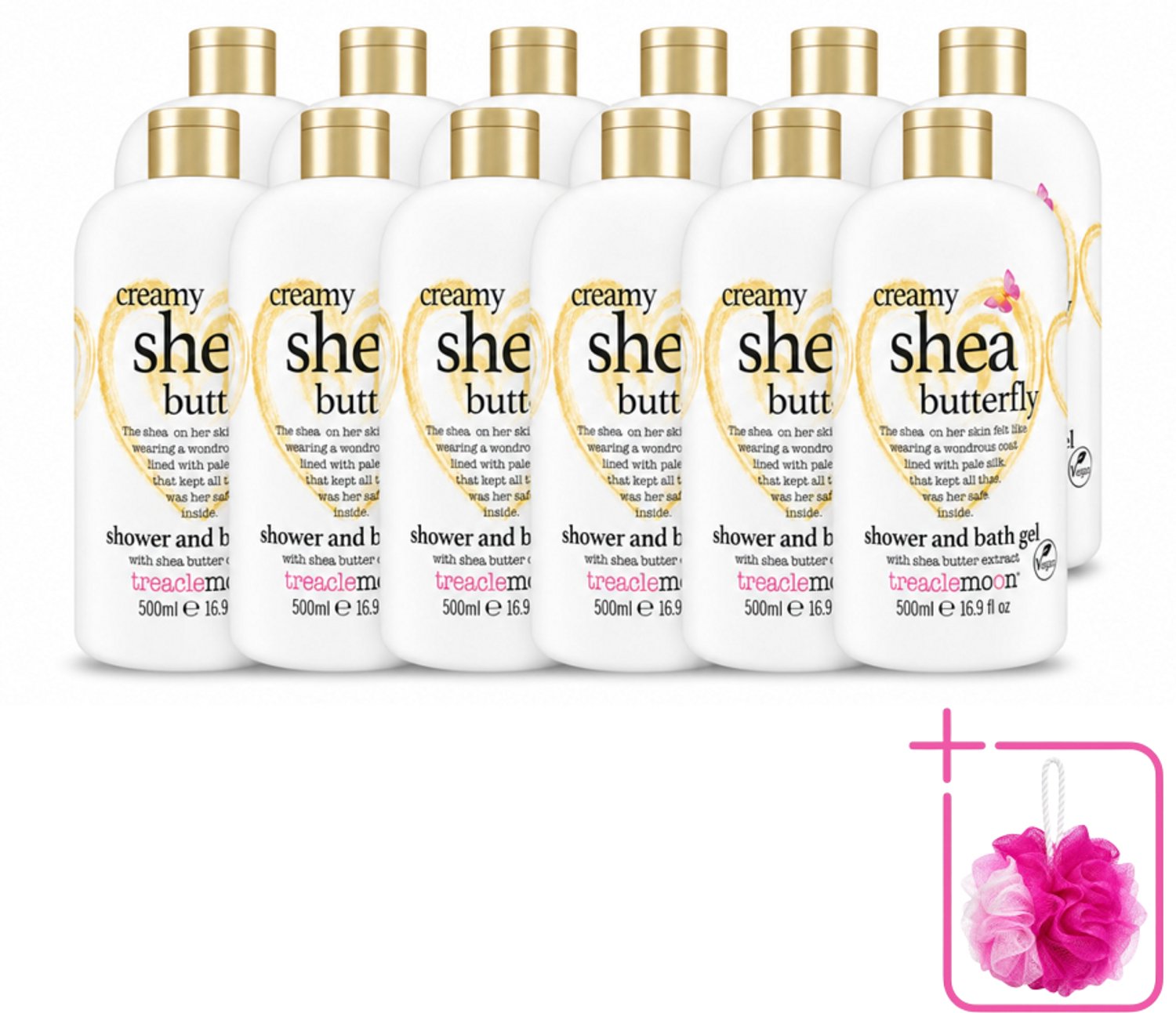 12 x Treaclemoon – Bad- & Douchegel – Creamy Shea Butterfly – 500 ml - Bulkverpakking - Bad en douchegel - Douchemop - Shea