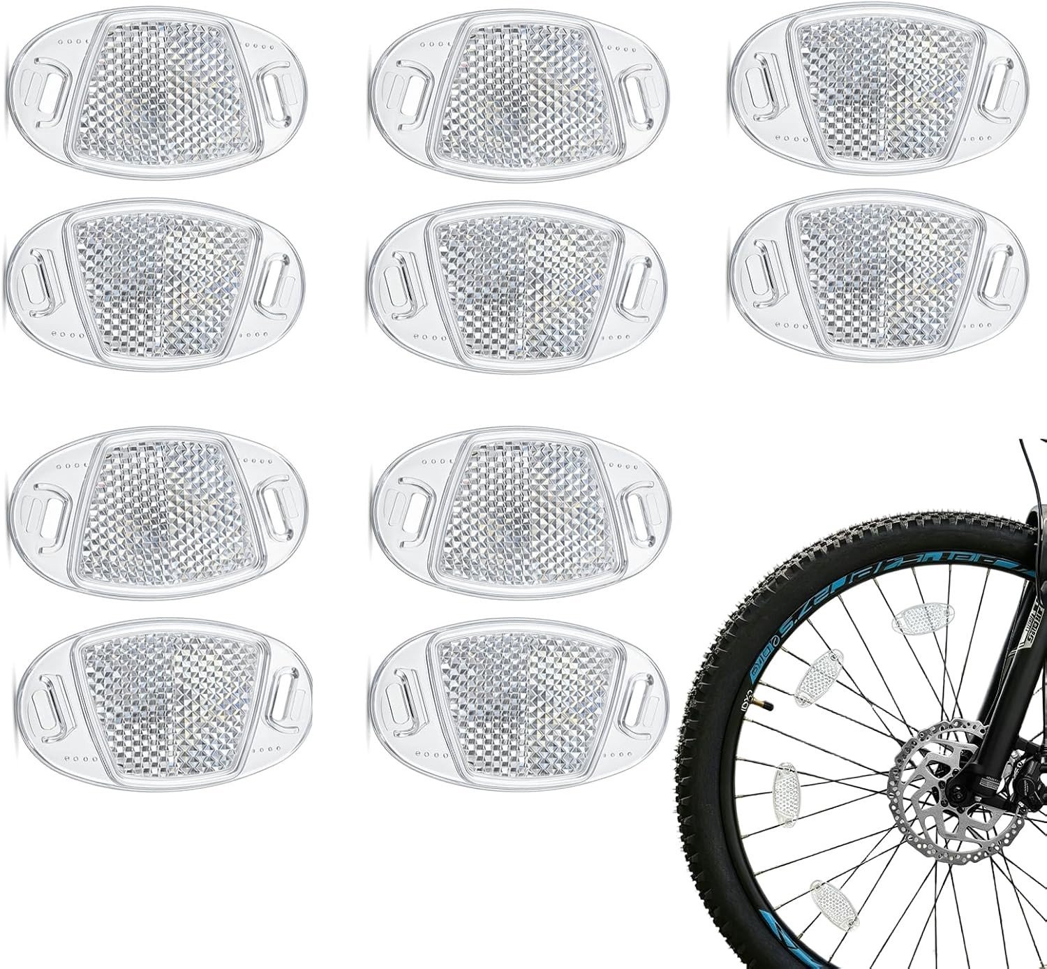 Set van 10 Fietsreflectoren, Plastic Spakenreflectoren, Veiligheidsaccessoires voor Kinderen en MTB Fietsen, Wit en Duurzaam