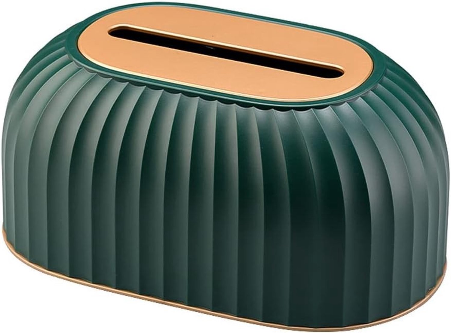 Gestreepte Papieren Tissue Box voor de Woonkamer - Plastic Doos met Automatische Lifting en Napkin Opslag (Groen + Goud)