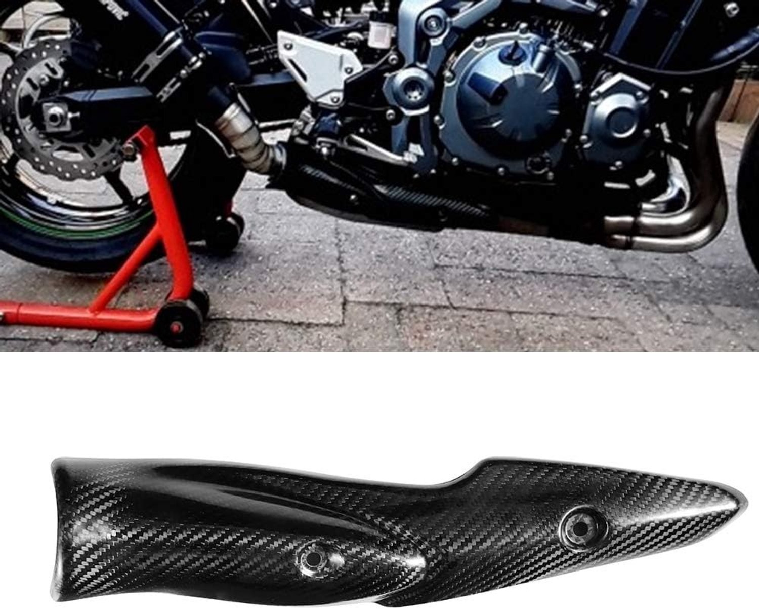 Motorfiets Uitlaat Warmtebescherming, Carbon Fiber Uitlaatbescherming voor Kawasaki Z900 2017-2019, Hittebestendige Accessoire voor Motoren