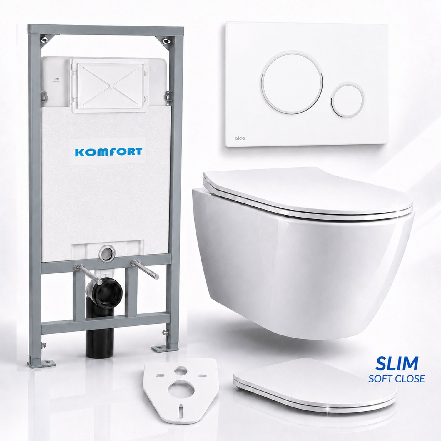 Badland toiletset - Alcaplast KOMFORT C201 1,2 m - ROLO wit - M770 wit/chroom slim