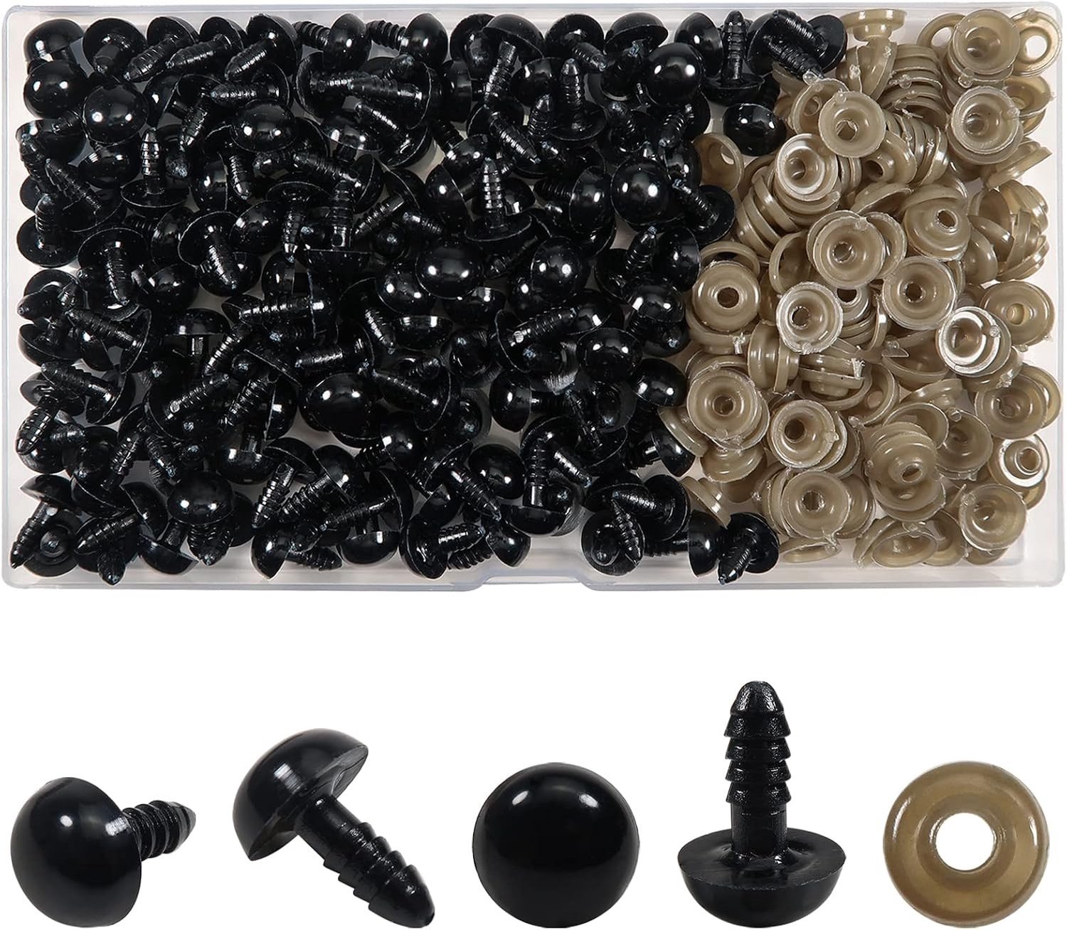150 stuks Veiligheidsogen voor Poppen - 12mm Plastic Ogen met Washers voor Knuffels en Handgemaakte Creaties