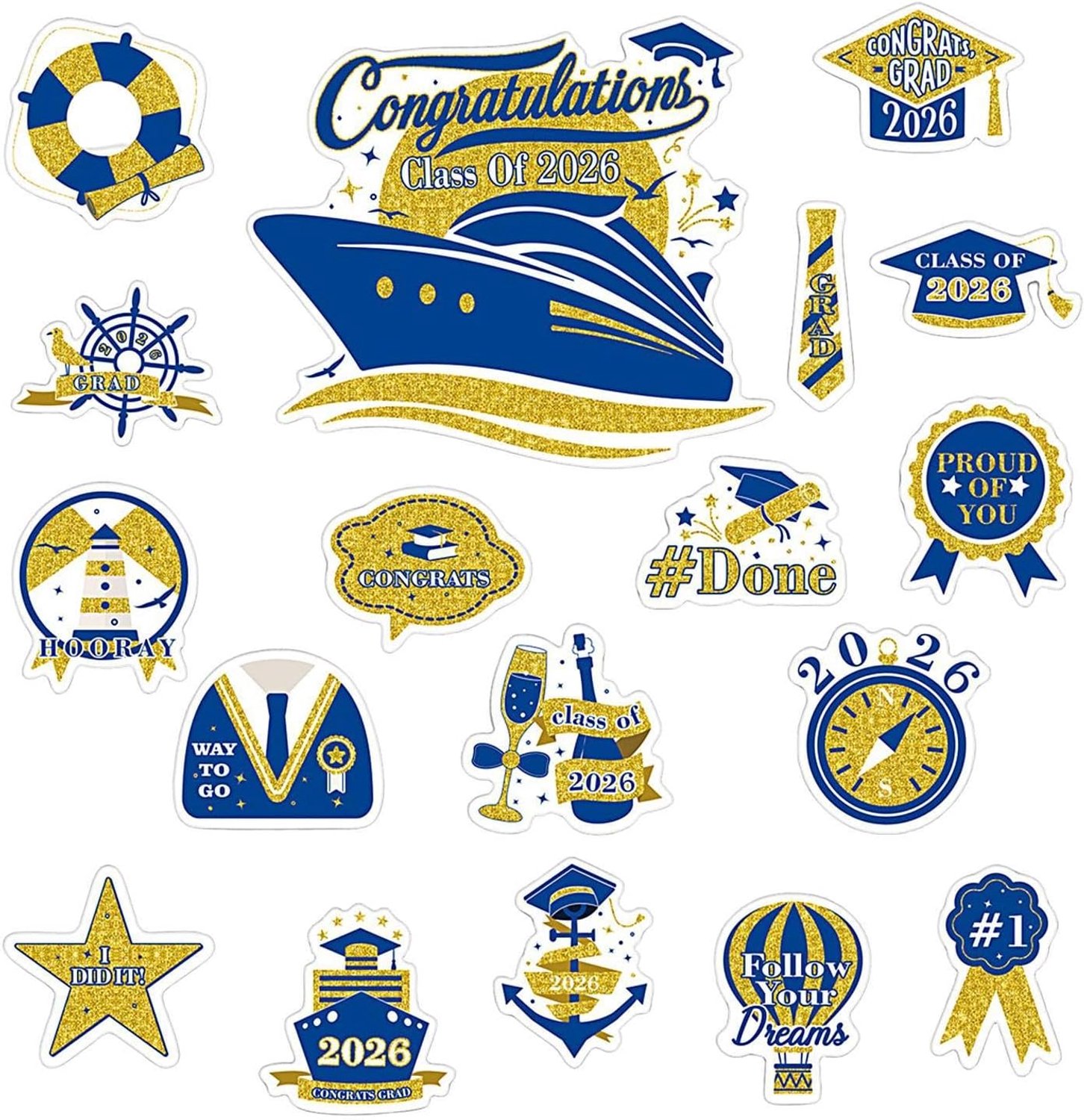 2026 Graduation Cruise Magneten 18 Stuks Waterdichte Herbruikbare Stickers