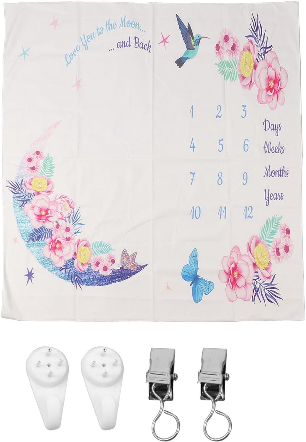 Bloemenvogel mijlpaaldeken, kalenderfotodat, polyester tapijt met clipsschroeven voor fotografie speeltijd