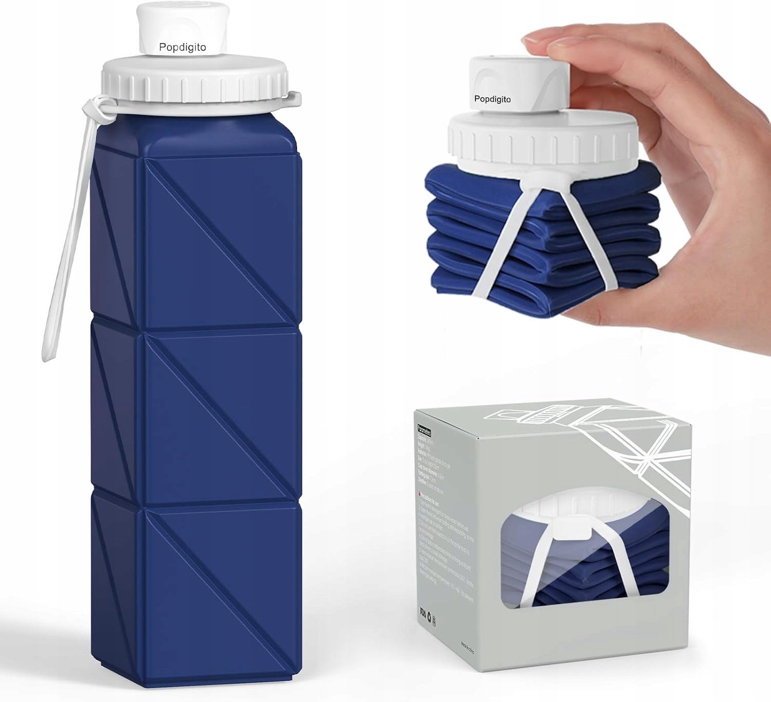 Set van 4 Opvouwbare Waterflessen - 620ml Blauw - BPA-Vrij