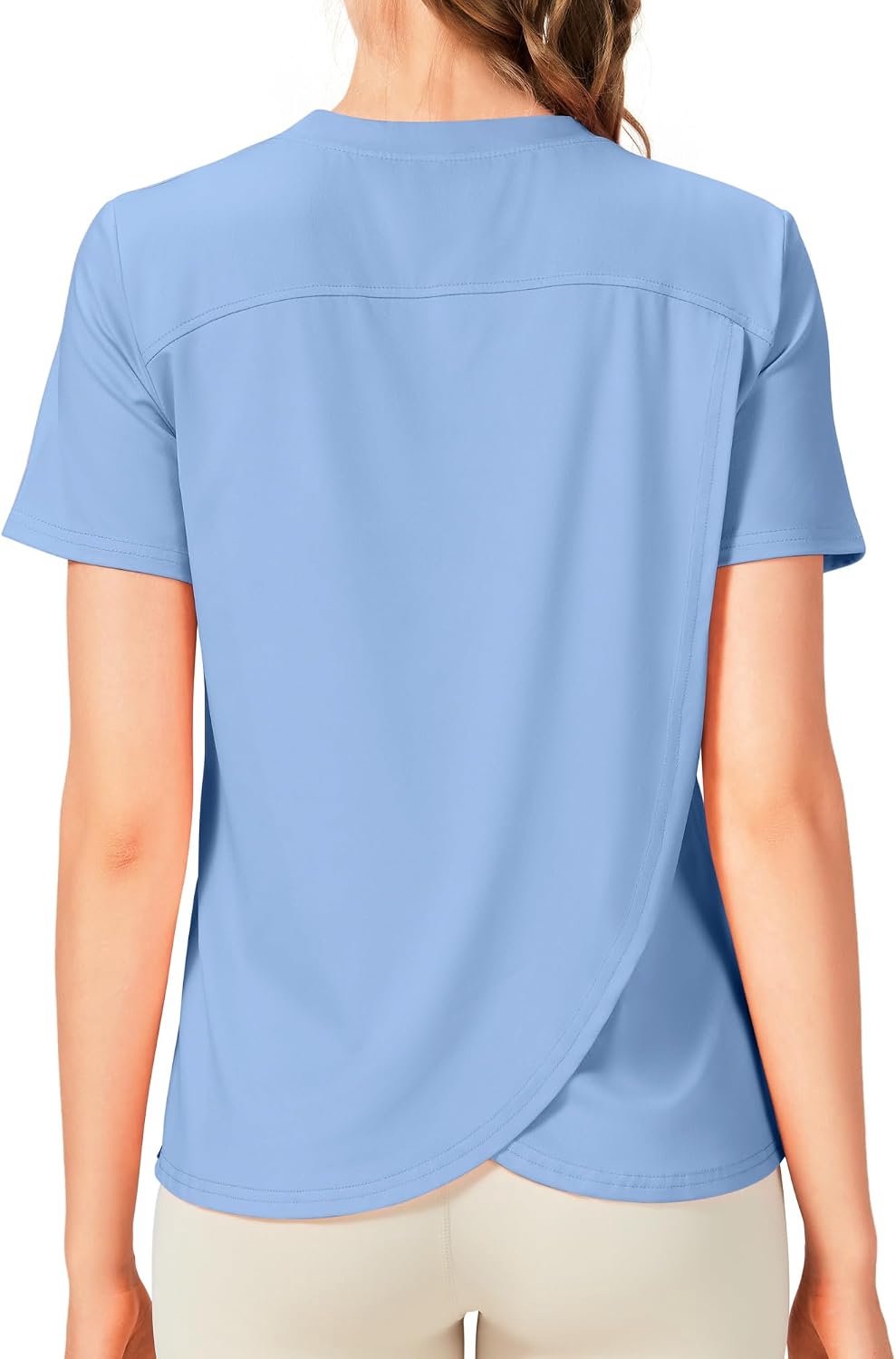 Ademend sportshirt voor dames met kruissplit aan de achterkant
