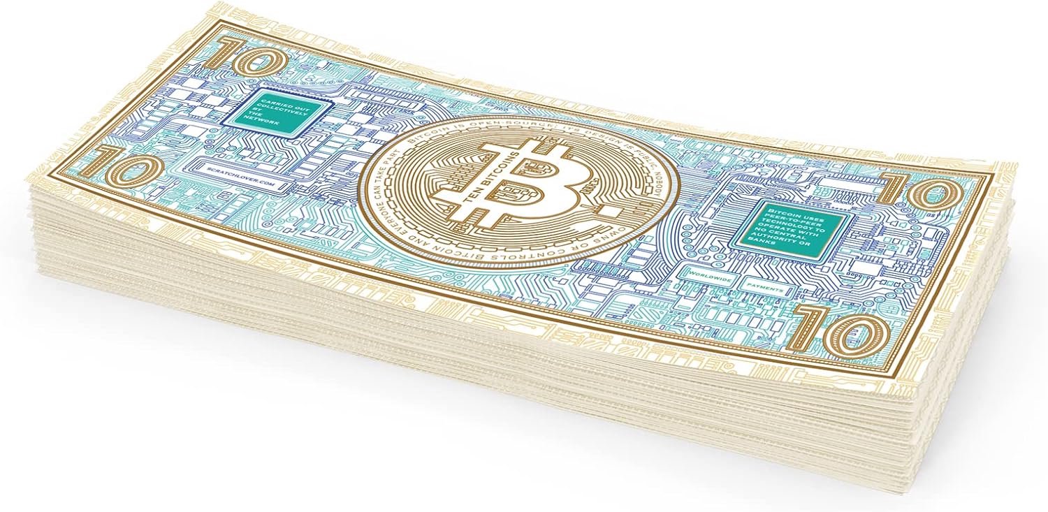 Scratch Cash bankbiljetten 100 x 10 BTC - dubbelzijdig bedrukt - symbolische afbeelding - leuk om te spelen - Homevero