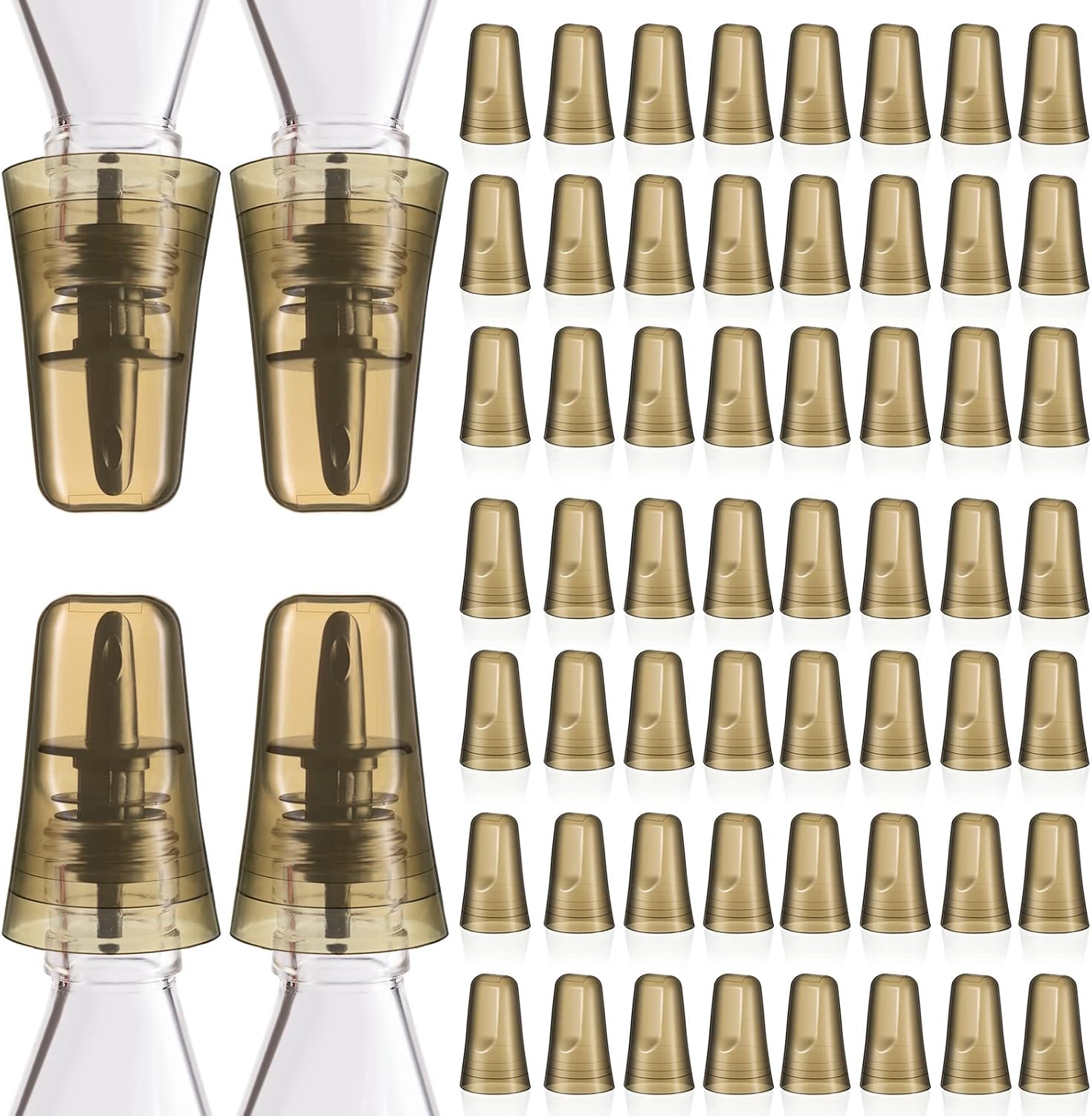 Pour Uitloop Covers Doorschijnende Liquor Pourer Covers Universele Fles Pour Dispenser Liquor Bottle Covers Liquor Bottle Covers Fles Cover Stof voor Thuis Keuken Gereedschap Benodigdheden (Champagne, 60)