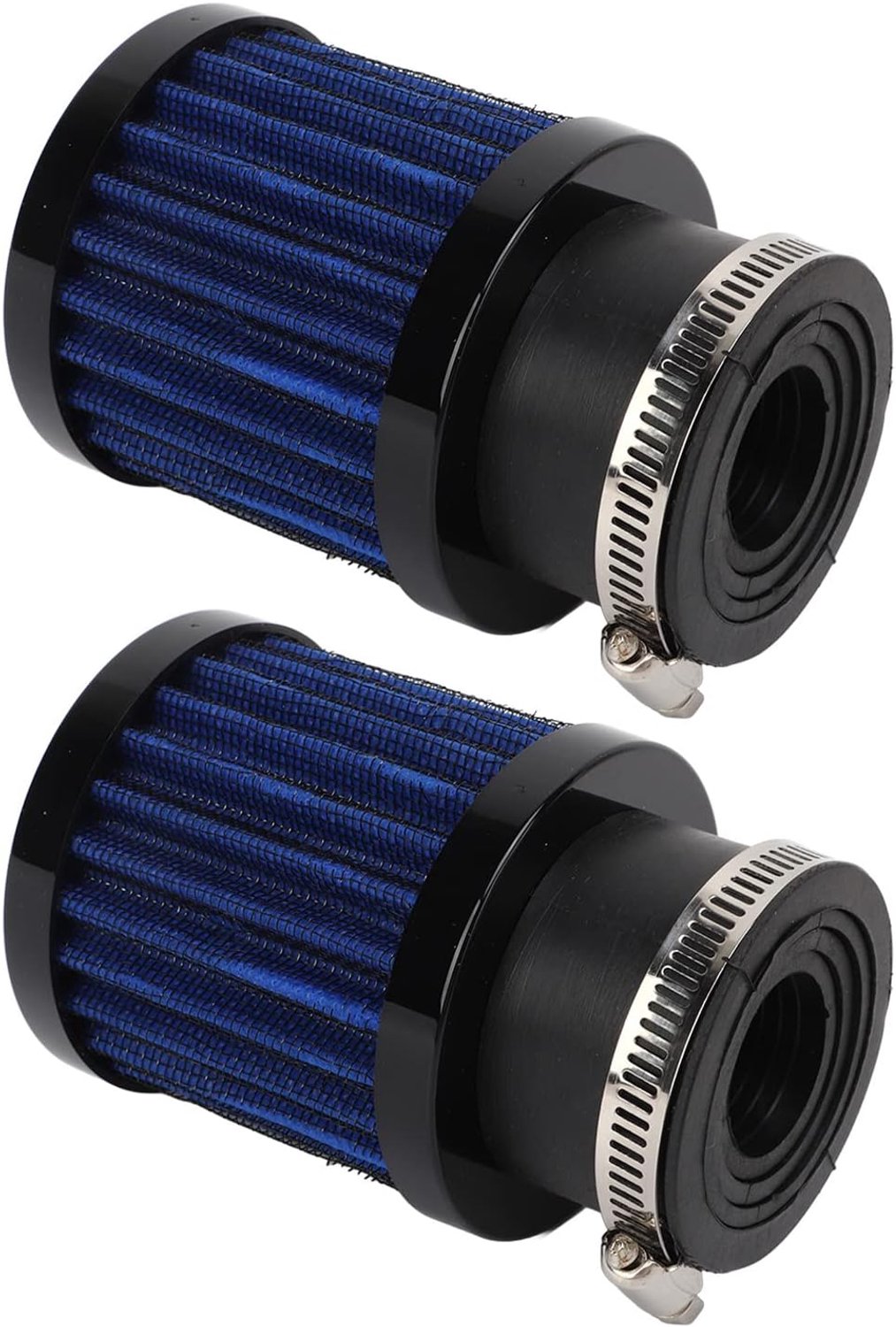 Luchtfilter, Universeel ATV-luchtfilter 28-48 Mm 2 Stuks Verhoog Het Vermogen Hoge Filtratie-efficiëntie voor Bromfiets-scooter (Zwart blauw)