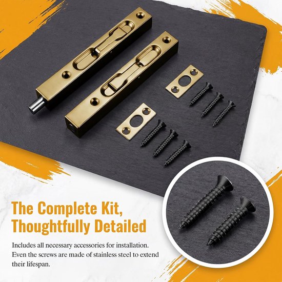 2 stuks deurgrendels 304 antiek messing verborgen deurgrendel roestvrij staal 15 cm verborgen deurbeveiliging geboorte roestvrij staal grendel slot voor Franse deuren, composietdeuren, houten — afbeelding 5