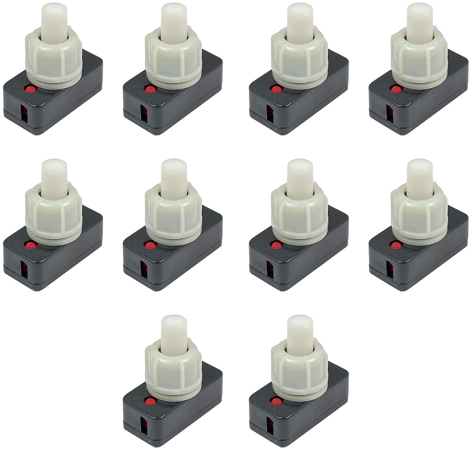 Set met 10 drukschakelaars, on-off of vergrendelingsschakelaar voor elektrische schoolkit, scholen, knutselwerk en school.