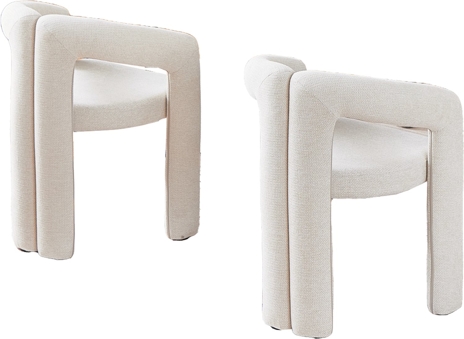 DESMIU Eetkamerstoel - Set Van 2 - Gepolsterd Met Armleuningen - Voor Eetkamer, Woonkamer En Kantoor - Chenille Beige