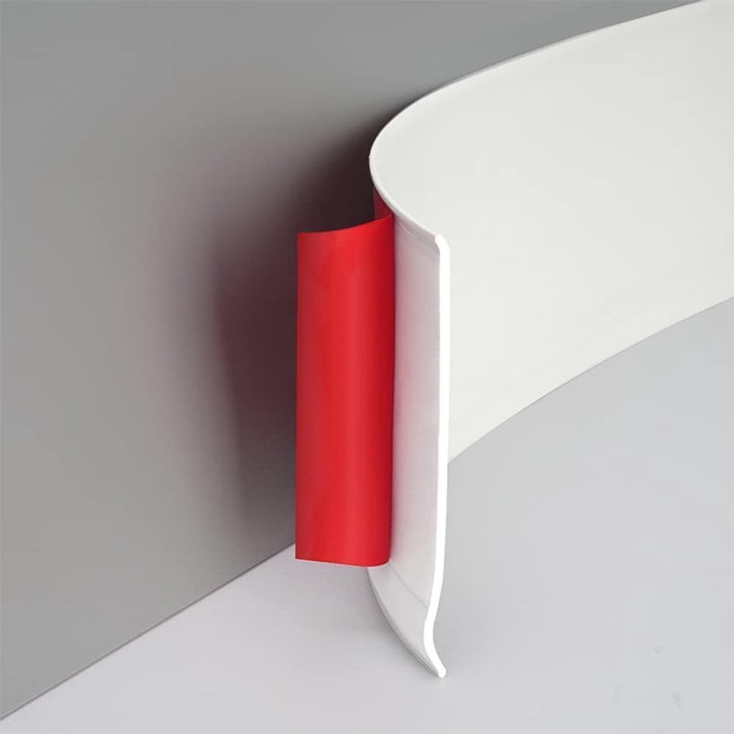 Witte PVC plint, zelfklevend, flexibele plinten hoezen, afpellen en opplakken van muurbasis lijststrip, plintafgietband (6 m L, 6 cm B)