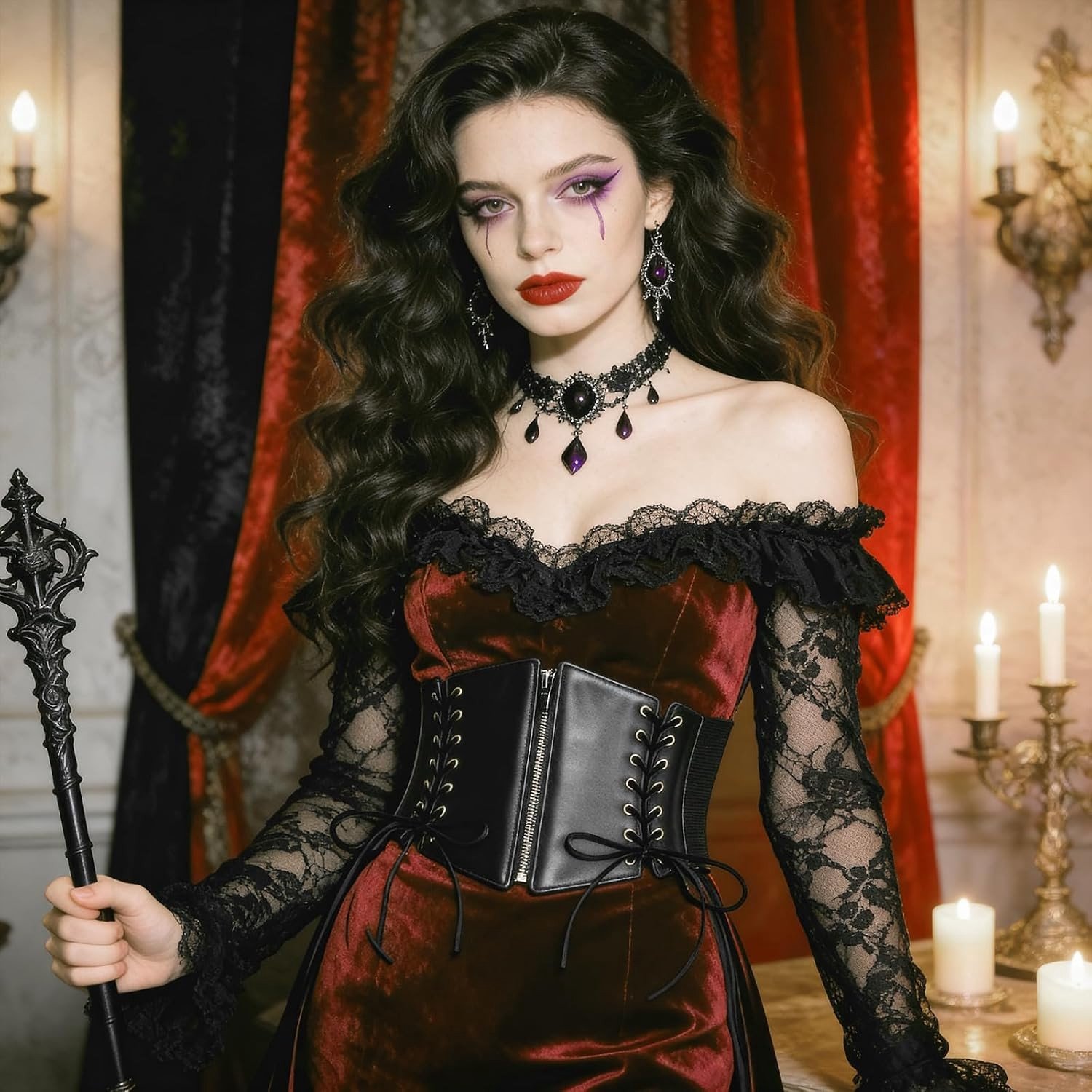 Elegante Waspie Corset voor Vrouwen, Brede Elastische Tailleband 60-80 cm, Perfect voor Halloween, Carnaval en Cosplay Outfits