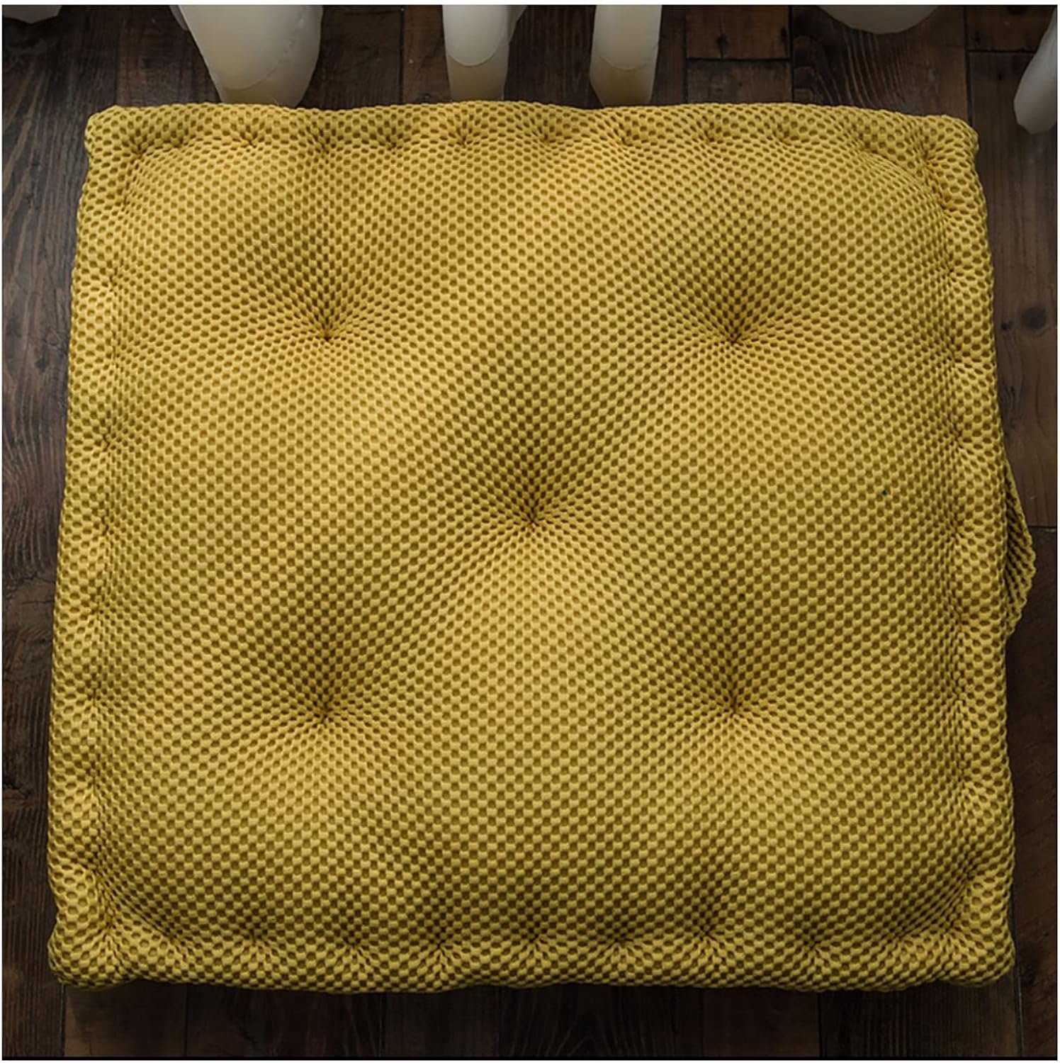 Ronde/vierkante vloer zitkussens kussens, zacht dikker yoga meditatiekussen, poef getuft vloerkussen leeskussen, stoelkussen, casual zitkussen, 3 "(8cm) dik, veelkleurig vierkant geel 40x40x8cm