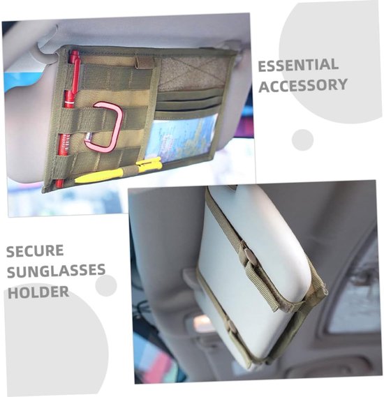 2stuks Auto Zonneklep Organizer Met Zonnebril Houder Ruimtelijke Oplossing Voor Kaarten Essentiële Items Voor Auto-organisatie Gemakkelijke Toegang — afbeelding 5