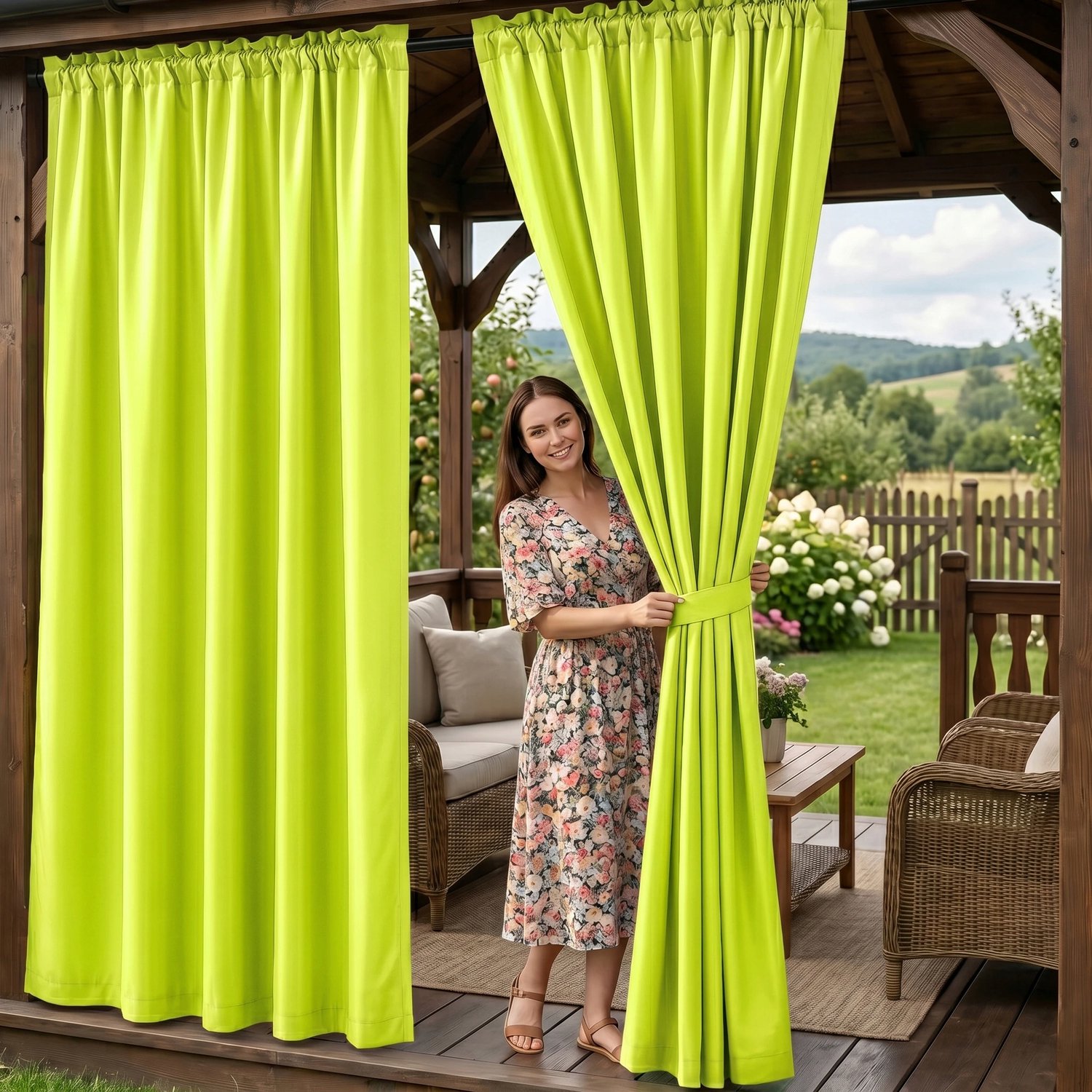 Waterdicht Terras Gordijn Limonka 155x190 cm - Premium Kwaliteit