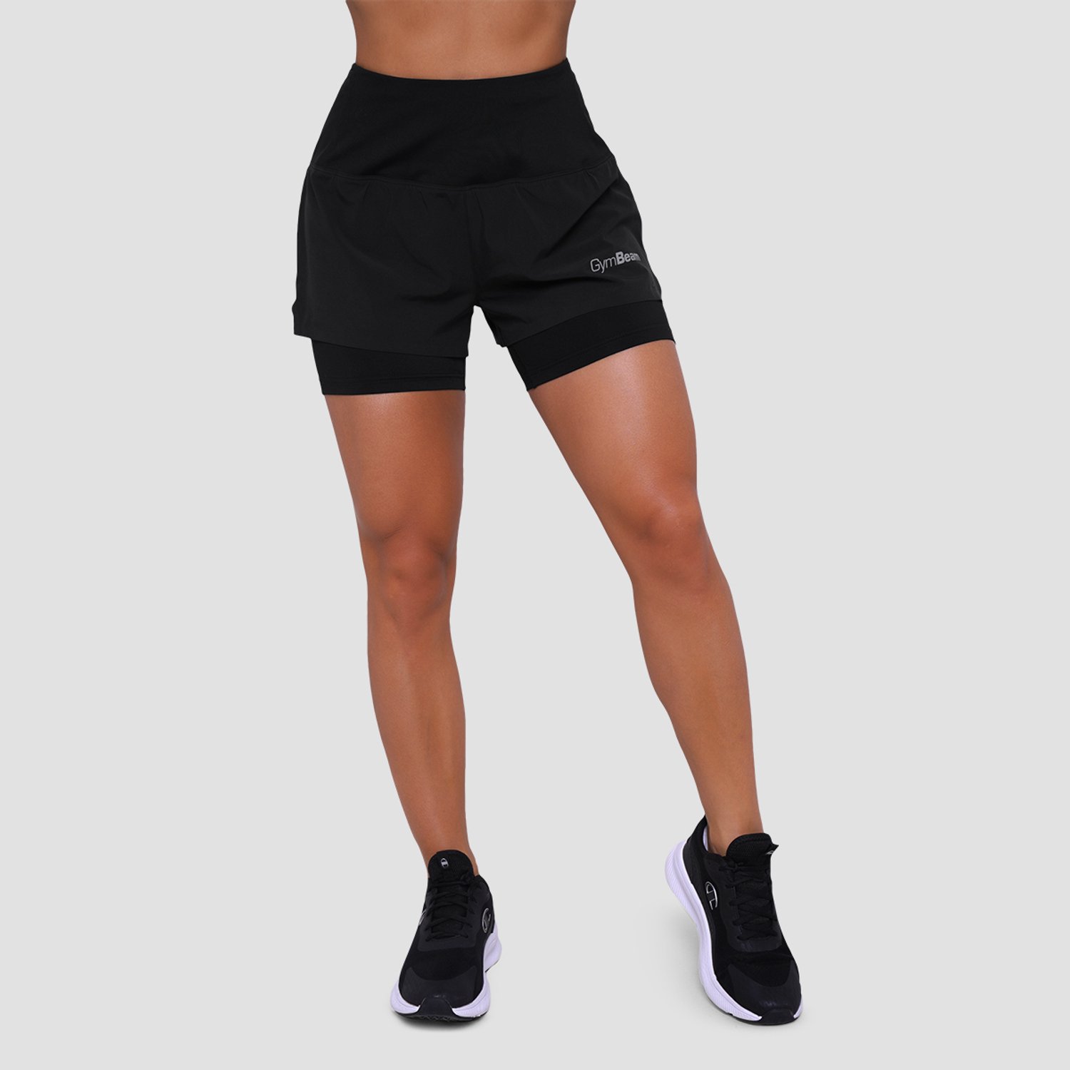 GymBeam Dames Pulse 2in1 Hardloopshort Zwart M