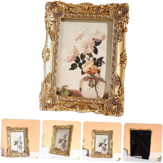 Vintage Gouden Sculptuur Photo Frame voor Wanddecoratie Stijl Antieke Fotolijst voor Woonkamer Bureau Vastleggen van Uw Precious Memories — afbeelding 5