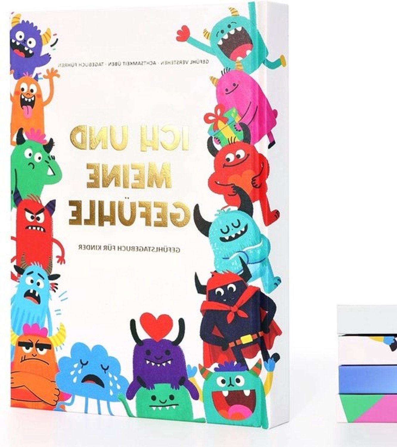 Emotiedagboek voor kinderen - Gouden dagboek - Gevoelens uiten - Monsterthema - 420 g - Goud