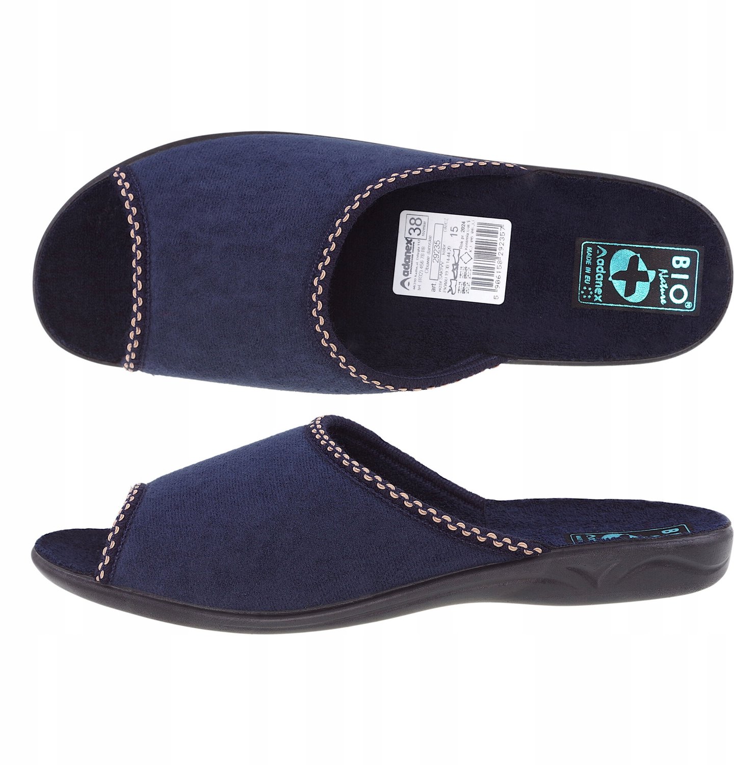 Adanex Dames Pantoffels BIO 29235 Frotte Blauw Maat 38
