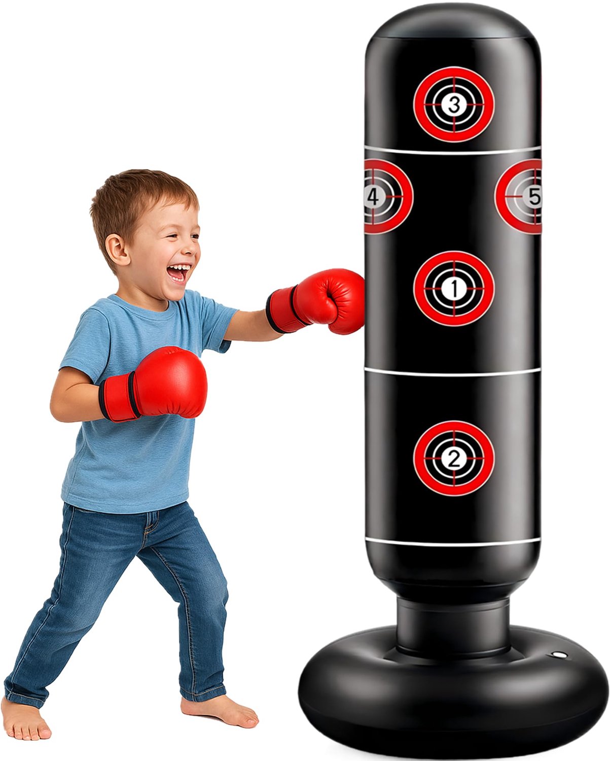 Bokszak voor kinderen, 163 cm, opblaasbare bokszakken voor kinderen van 3-12 jaar, bokset, zwart - ShopVlot