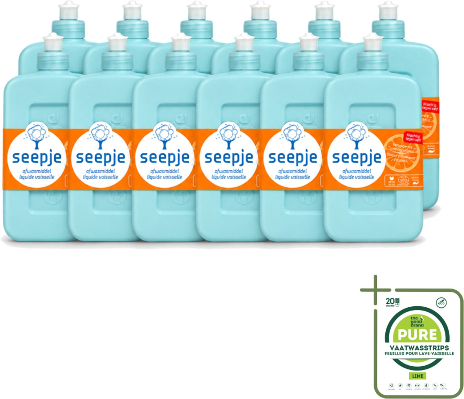 12 x Seepje - Afwasmiddel - Krachtige Reiniging - Versgeperste Sinaasappel Geur - 500 ml - Grootverpakking - Vaatwasstrips - Afwasmiddel - Vaat Reinigen - Natuurlijk Afwasmiddel - Sinaasappel Geur - Milieuvriendelijk