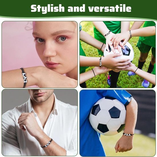 10 stuks voetbalarmbanden voor kinderen, verstelbaar koord, voetbalarmband, vriendschapsarmband voor kinderen, voetbal, feest, voetbalspel, kinderverjaardag, cadeautje — afbeelding 2