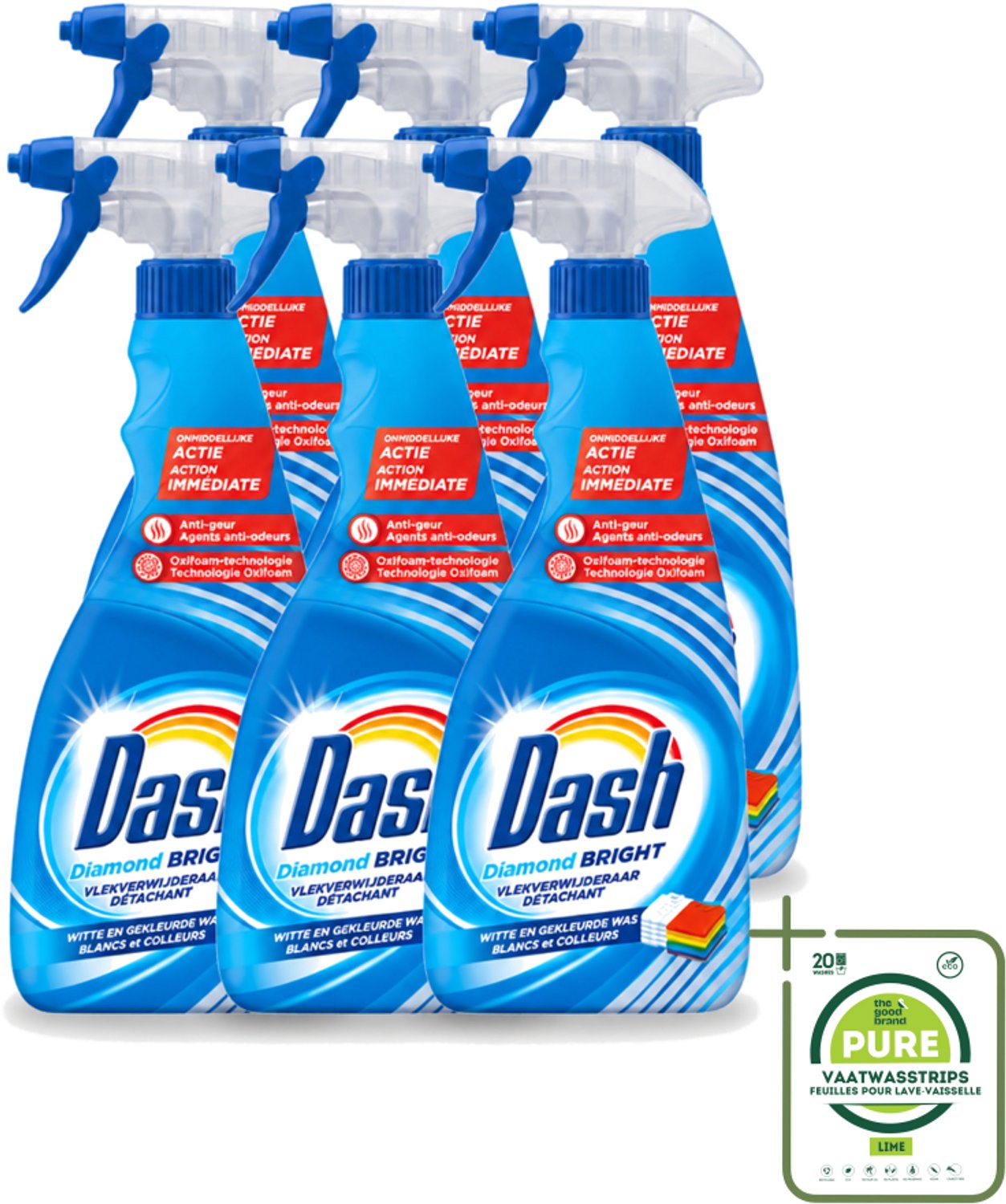 6 x Dash - Vlekverwijderaar - Vloeibaar - Krachtige Reiniging - 750 ml - Grootverpakking - Vaatwasstrips - Vlekverwijderaar - Wasmiddel - Vlekken Verwijderen - Was Reinigen - Textiel Reinigen