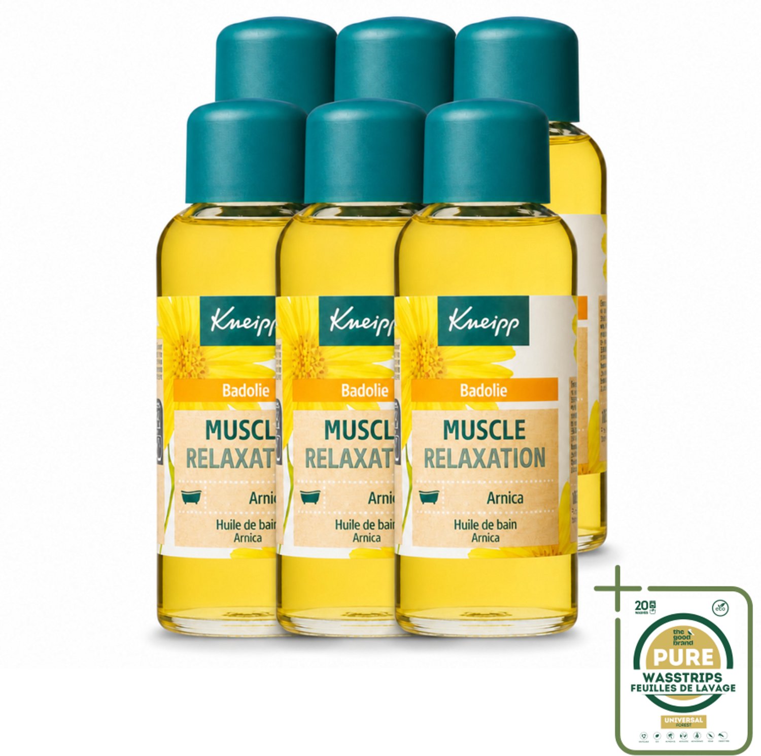 6 x Kneipp - Badolie - Arnica - Voor spieren en gewrichten - 100 ml - Wasstrips - Badolie Voor Spieren - Badolie Voor Gewrichten - Arnica Badolie - Spierherstel - Gewrichtsverzorging