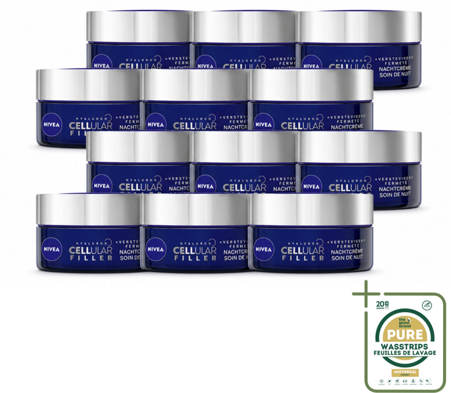 12 x NIVEA - Nachtcrème - CELLular Expert Filler Anti-Veroudering - Voor alle huidtypes - Met Hyaluronzuur & Foliumzuur - Anti-Rimpel & Hydraterend - 50 ml - Anti-oudering Crème - Rimpelcrème - Nachtcrème - Huidvernieuwing - Hyaluronzuur Crème