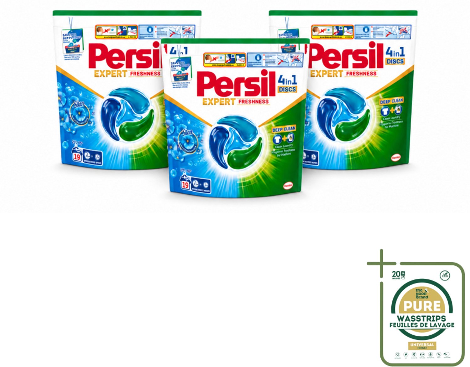 3 x Persil - Wasmiddel - Wasmiddelcapsules Freshness by Silan - Langdurige Frisheid - 19 wasbeurten - Wasstrips - Wasmiddelcapsules - Frisheid - Diepe Reiniging - Wasmachine - Wasmiddel
