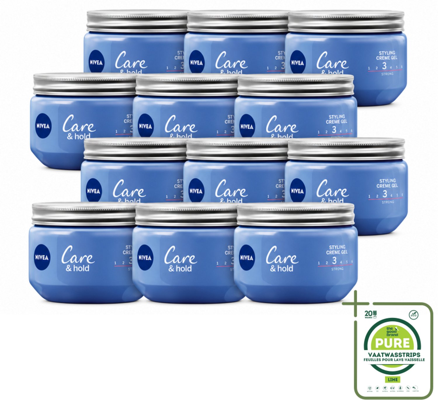 12 x NIVEA - Stylingscrèmegel - Verzorging & Stevigheid - Reinigt Onmiddellijk De Poriën - 150 ml - Grootverpakking - Vaatwasstrips - Haarkruid - Haarkruid Gel - Haarkruid Crème - Haarkruid Styling - Haarkruid Fixatie