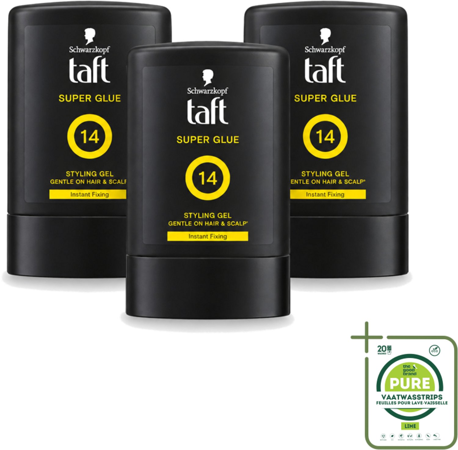 3 x Taft - Super Glue 14 - Styling Gel - Ultieme stevigheid - 300 ml - Grootverpakking - Haarkleur - Haartypen - Kapsel - Fixatie - Stevigheid