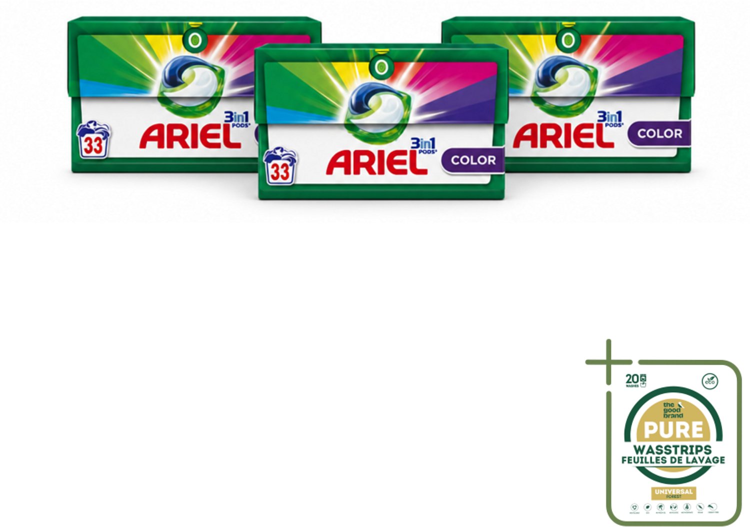 3 x Ariel - 3in1 Wasmiddel Pods - Color - 33 Pods - Wasstrips - 3in1 Wasmiddel - Kleurbehoud - Wasmiddel Voor Gekleurde Was - Pod Wasmiddel - Koud Water Wasmiddel
