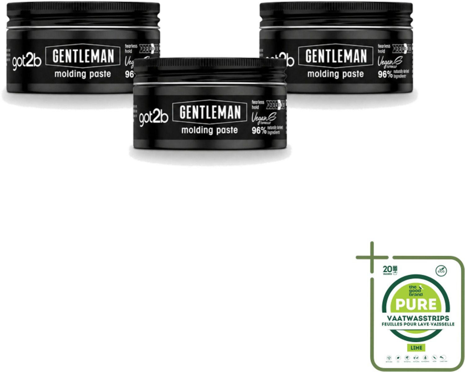3 x Got2B - Molding Paste - Gentleman - 100 ml - Grootverpakking - Haarmodel - Stijlvolle Look - Natuurlijke Finish - Hold - Haartype
