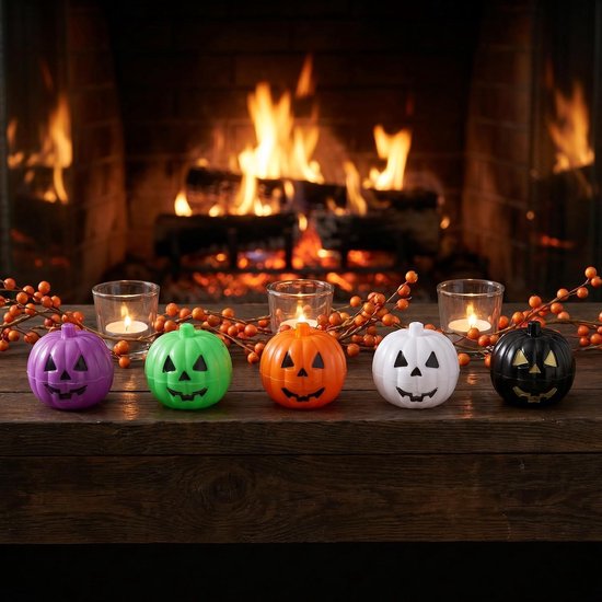 20 Stuks Mini Pompoen Candy Containers met Halloween Trick Treat Doosjes Plastic Pompoenvormige Snoepdozen voor Feestdecoratie Opbergdoosjes Mix van Kleuren Willekeurige Kleur — afbeelding 5