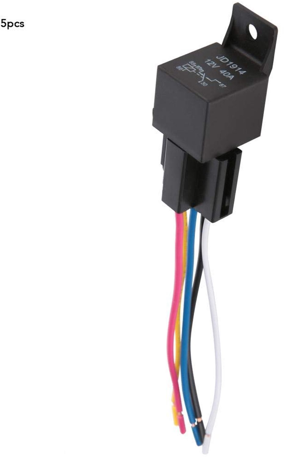 Waterproof Relay Wire Harness, Set of 5 12V 30A/40A Car Relay, Car Relay & Relay Foot Kit, 5 Pin - ShopVlot