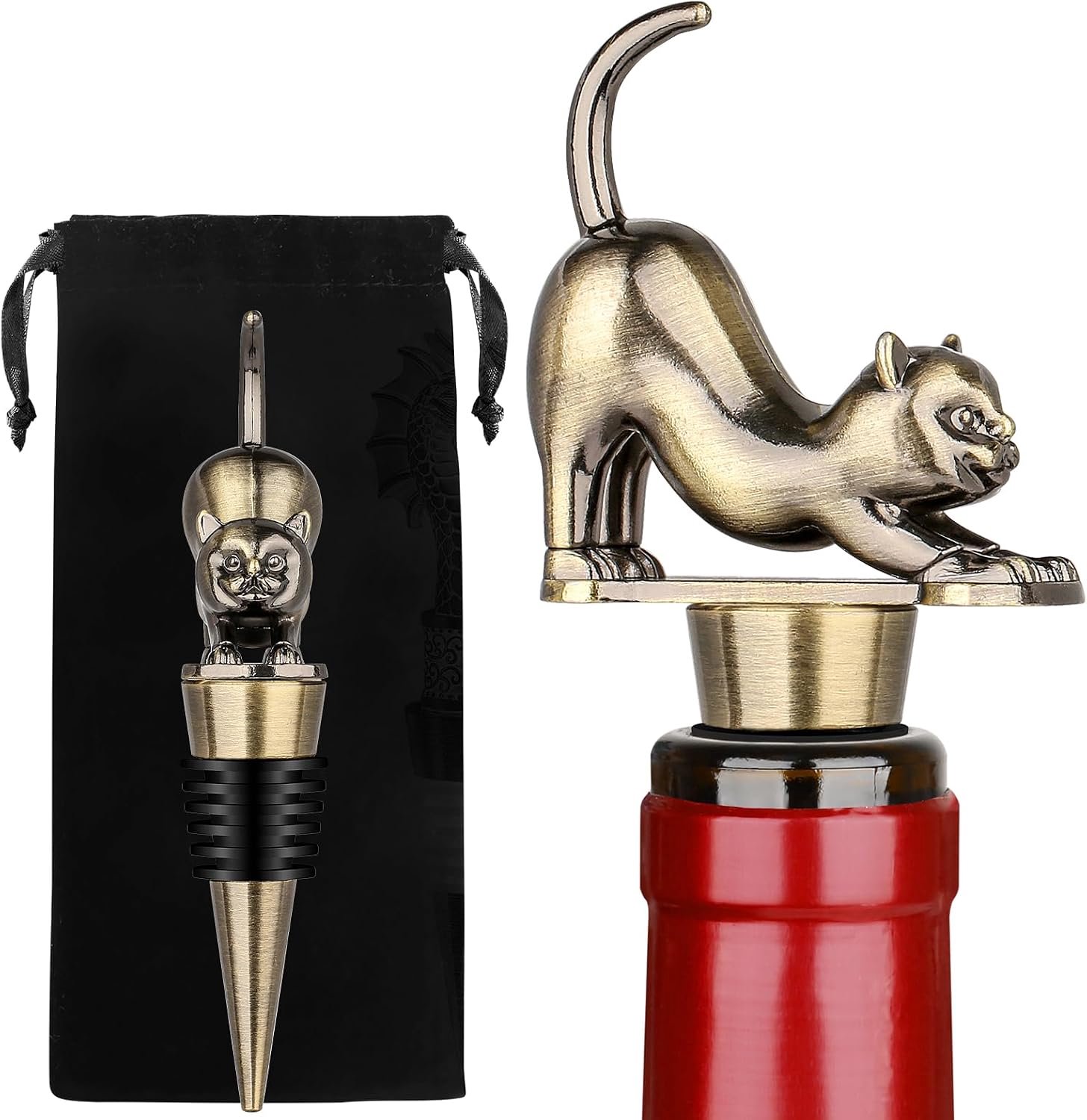 Kat wijnflessendop, perfect cadeau voor kattenliefhebbers, schattige katten cadeaus verjaardagscadeaus, kerstcadeaus voor kattenliefhebbers vrouwen mannen