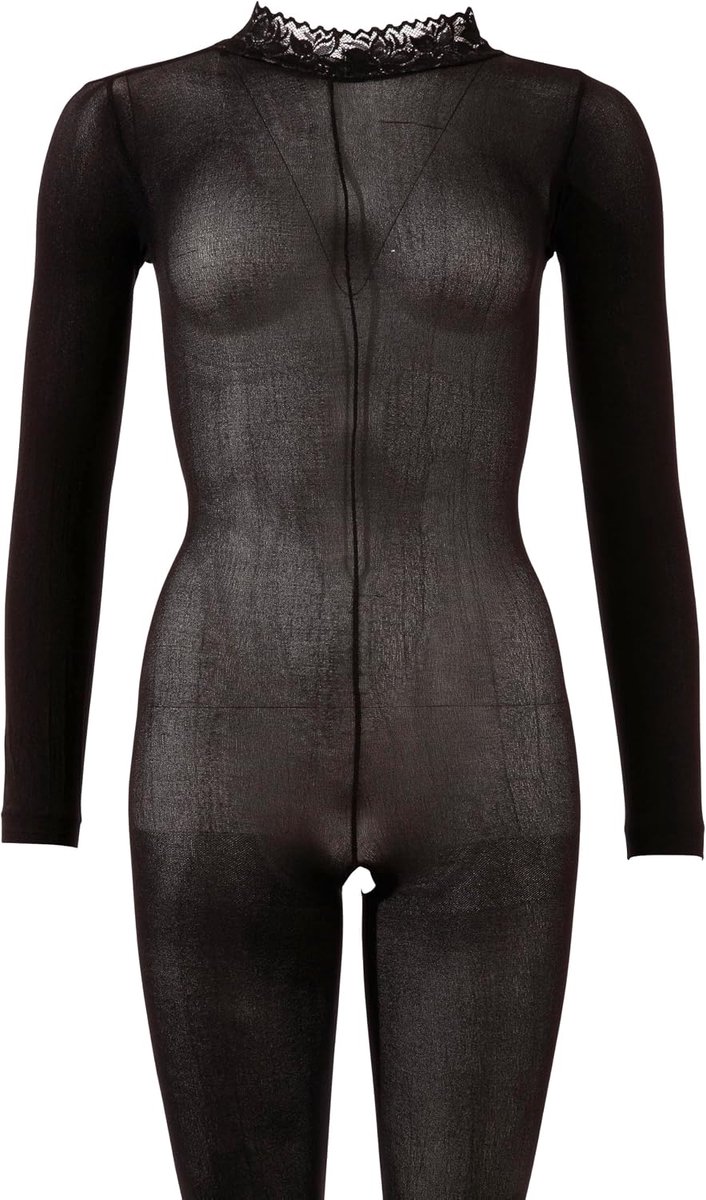 Catsuit ouvert S/M Zwart